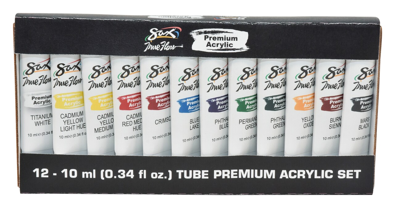 Sax Premium Acrylic Paint, Assorted Colors, 0.34 Ounce Tube